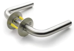 Dørgreb L-form, Ø18 mm, med roset, 40 mm, massiv roset Ø50x2 mm