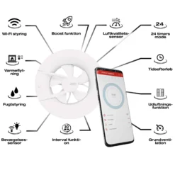 DUKA S8 ventilator Wi-Fi, 230V, 2,5W, 115 m3/h, hvid