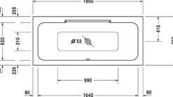 Durastyle badekar 180 x 80 cm indbygning med 2 ryglæn – Duravit