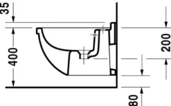 Duravit Starck 3 vægbidet, væghængt, 360x540 mm, med hanehul, wondergliss