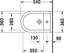 Duravit Starck 3 vægbidet, væghængt, 360x540 mm, med hanehul, wondergliss
