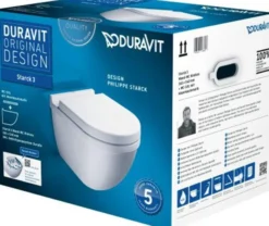 DURAVIT Starck 3 vægtoilet med åben skylle-rand og sæde med softclose