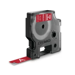 DYMO D1 Durable tape 12 mm x 3 m, hvid/rød