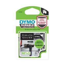 DYMO D1 Durable tape 12 mm x 3 m, hvid/sort