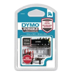 DYMO D1 Durable tape 12 mm x 3 m, hvid/sort