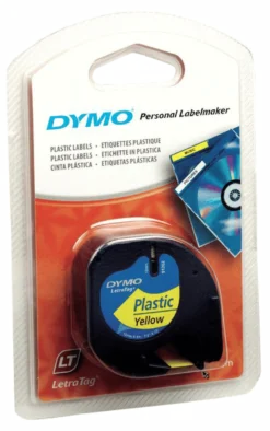 DYMO LetraTAG plasttejp, gul, 12mm, 4m (91222)