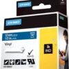 DYMO Rhino Professional, mærkbar permanent vinyltape, 12mm, hvid teks