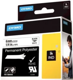 DYMO Rhino Professional, mærkbar permanent polyestertape, 6mm, sort