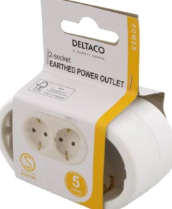 Earthed power outlet with two child protected sockets