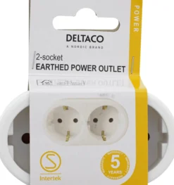 Earthed power outlet with two child protected sockets