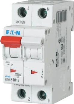 Eaton Automatsikring, MCB, 1P+N, 10A, C-karakteristik, 6kA, , 2 modul
