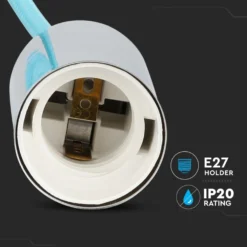 E27 krom metal kop-pendel lampe, lysblå