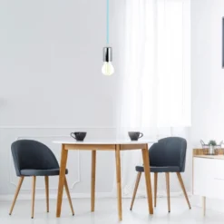 E27 krom metal kop-pendel lampe, lysblå