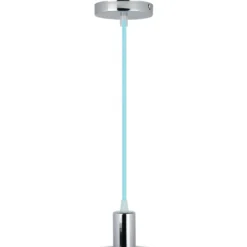 E27 krom metal kop-pendel lampe, lysblå