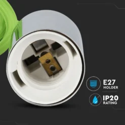 E27 metal pendellampe, krom, grøn