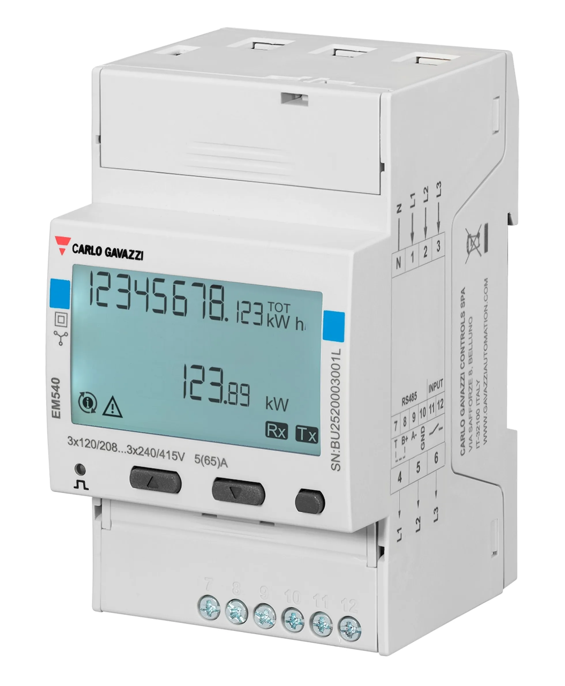 Energimåler 3-faset MID-B, 65A, direkte puls - Carlo Gavazzi