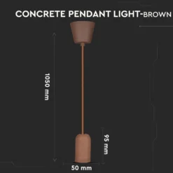 E27 pendel, brun beton, Ø5cm, uden lyskilde, max 60W