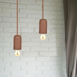 E27 pendel, brun beton, Ø5cm, uden lyskilde, max 60W