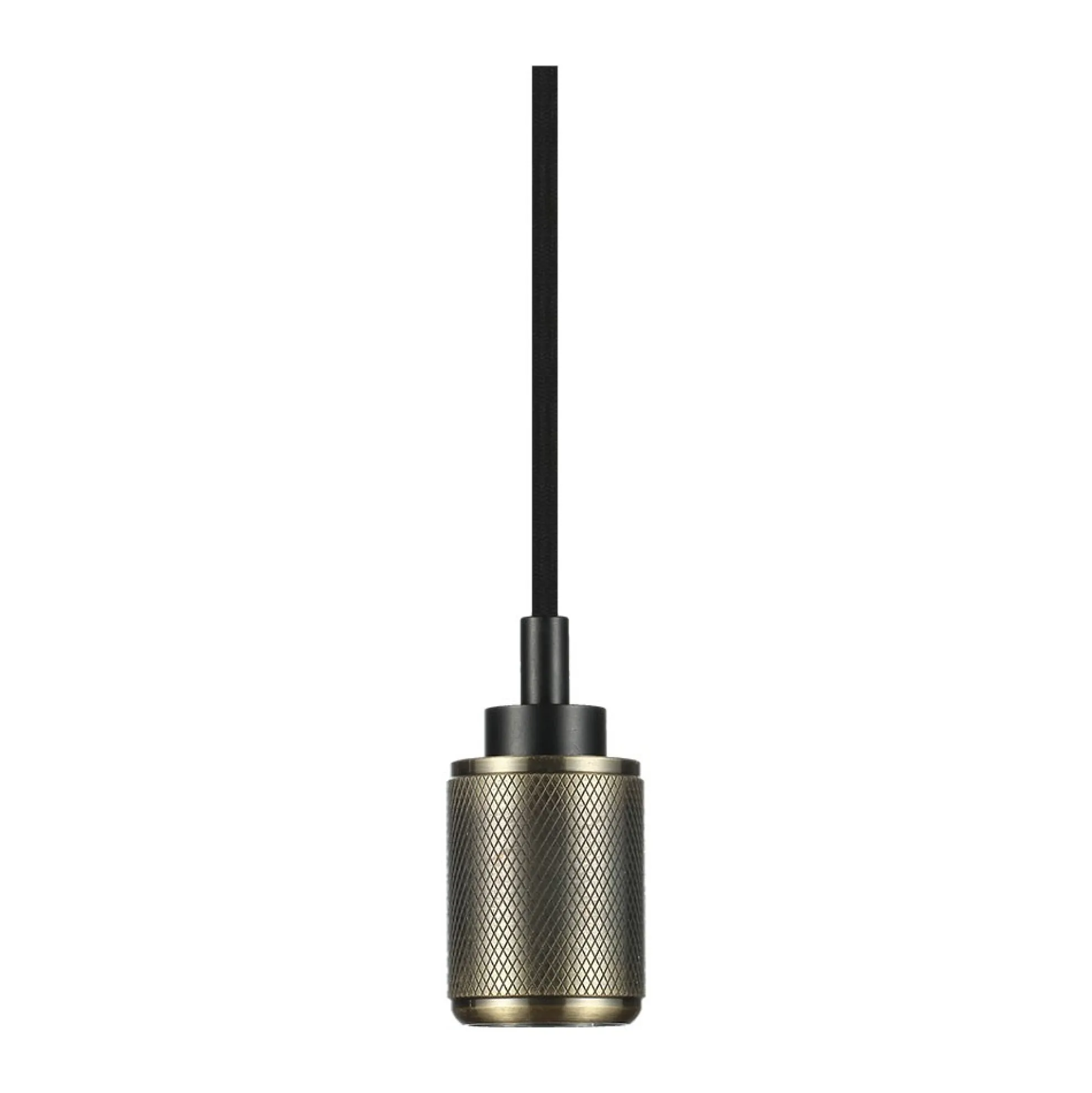 E27 pendelophæng, bronze aluminium, 1 meter stofledning, vertikale striber, max 60W, IP20