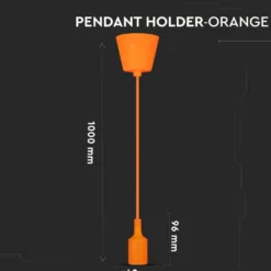 E27 pendelophæng, orange silikone, 60W, 1 meter, IP20