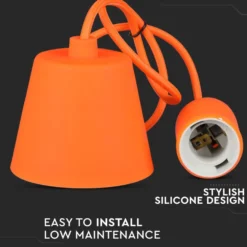 E27 pendelophæng, orange silikone, 60W, 1 meter, IP20