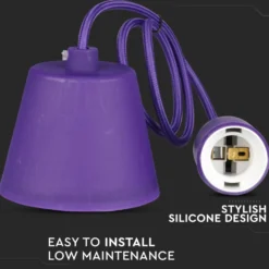 E27 silikone pendel fatning, lilla