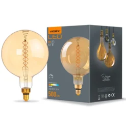 E27 8W dæmpbar LED pære, spiral amber, 500lm, 360°, G200, RA80, erstat 42W, 2200K