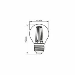 E27 6W LED filament kronepære, G45, Amber glas, 360 grader, 750lm, 2200K