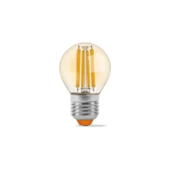 E27 6W LED filament kronepære, G45, Amber glas, 360 grader, 750lm, 2200K