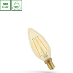 E14 5W LED kertepære, C35, kultråd, rav farvet glas, ikke dæmpbar, 2400K