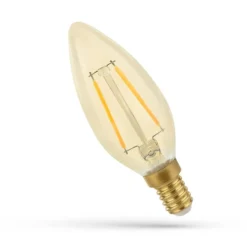 E14 2W LED kertepære, C35, kultråd, rav farvet glas, 2400K