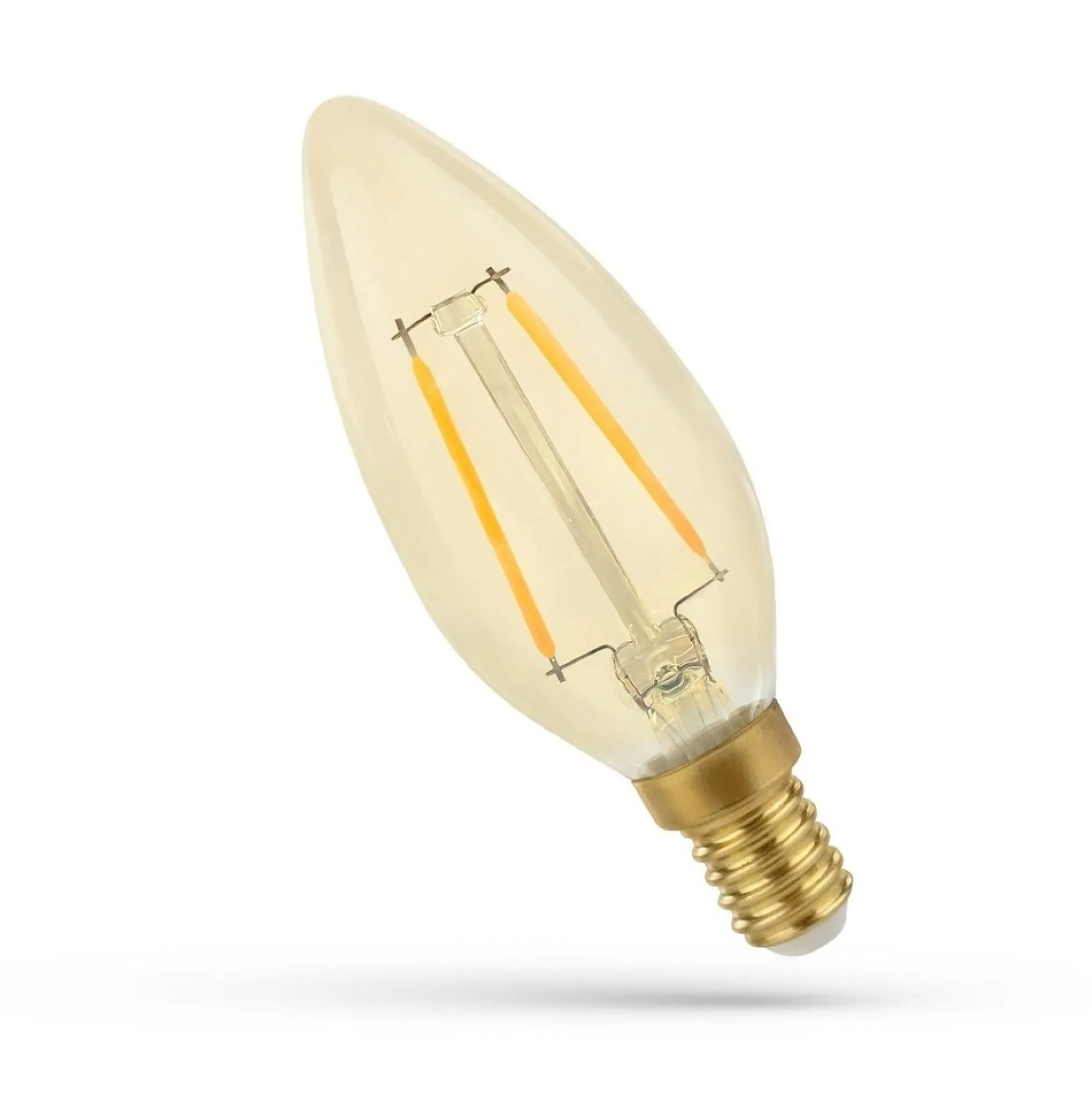 E14 2W LED kertepære, C35, kultråd, rav farvet glas, 2400K