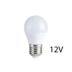 E27 4W LED pære, G45, 12V DC, Ikke dæmpbar, Varm hvid