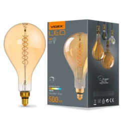 E27 8W LED pære, PS160, spiral filament, amber glas, 500lm, dæmpbar, 1800K