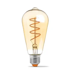 E27 4W LED pære, ST64, spiral filament, amber glas, flicker free, Dæmpbar, 2200K (udgået)