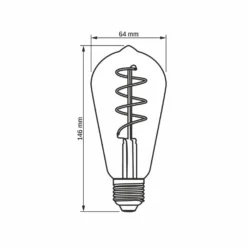 E27 4W LED pære, ST64, spiral filament, amber glas, flicker free, Dæmpbar, 2200K (udgået)