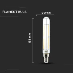 E14 4W LED pære - T20, Kultråd, Varm hvid, Ikke dæmpbar