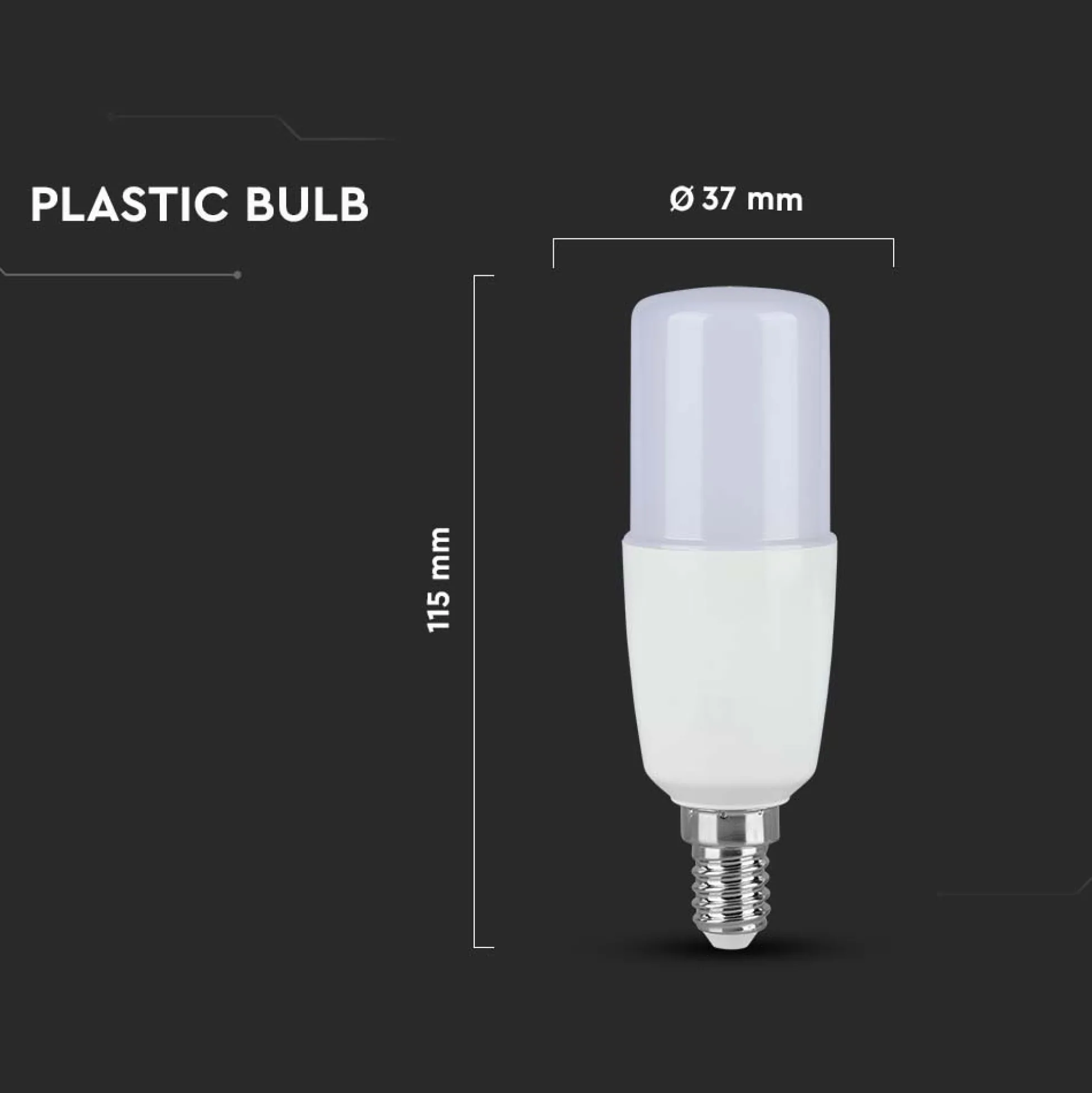 E14 9W LED pære, T37, 750lm, mat glas, 2700K, erstatter 50-60W