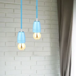Fatningssæt i porcelæn, E27, Max 60W, Ø10,5cm, inkl. ledning, pendelophæng