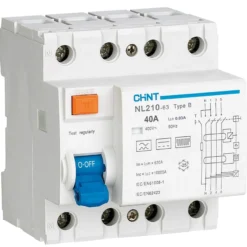 Fejlstrømsafbryder RCD HPFI 4P 40A, 30 mA, 10kA, type B, AC/DC, N til venstre