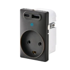 FESH SWITCH Curveline stikkontakt med jord, USB-A, USB-C, 16W/20A, 1½ modul
