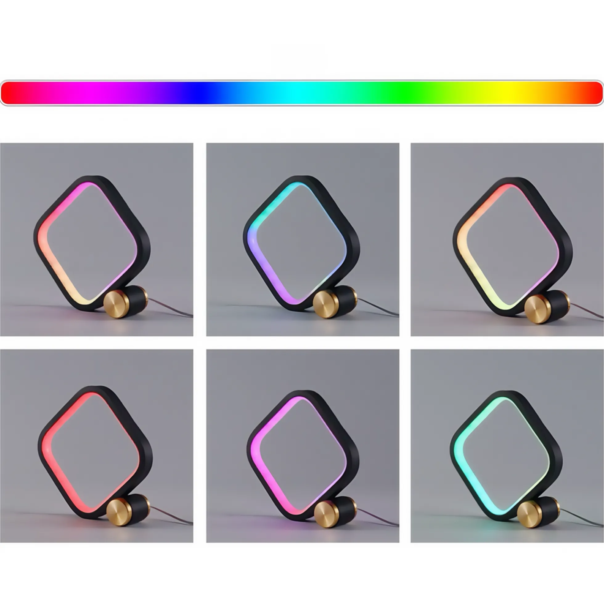 Firkantet RGBIC lampe, 15x15cm, Bluetooth, 5V USB