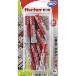 fischer DUOPOWER tokomponentdybel, 10 x 50 mm, 8 stk.