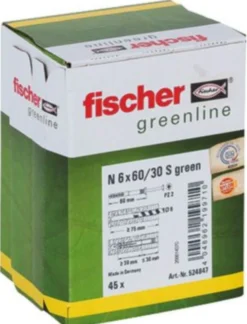 Fischer Hammerfix sømdybel N 6x60 S, Green, mindst 50% bæredygtigt mat. - pk a 45stk