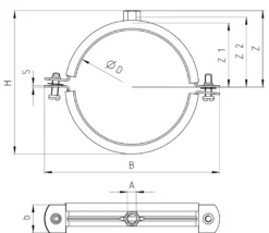Fischer SaMontec Ventilationsrørbøjle LGS, Gummiisolering, 2 Skruer, M8/M10