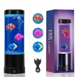 Fiskelampe RGB, bordlampe, 23 cm høj, Ø9 cm