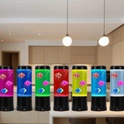 Fiskelampe RGB, bordlampe, 23 cm høj, Ø9 cm