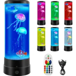 Fiskelampe RGB, bordlampe, 30 cm høj, Ø11 cm