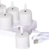 Flamme Charge oplader med 6 lys, hvid - Star Trading