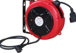 Flowconcept SERIE 605 – Selvoprullende kabeltromle til 230V (2000W) med 9 meter kabel (3G1,5 mm²), m/jord og med 1 udtag